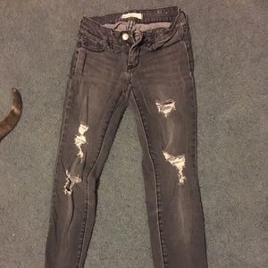 Grey distressed jeans size 0